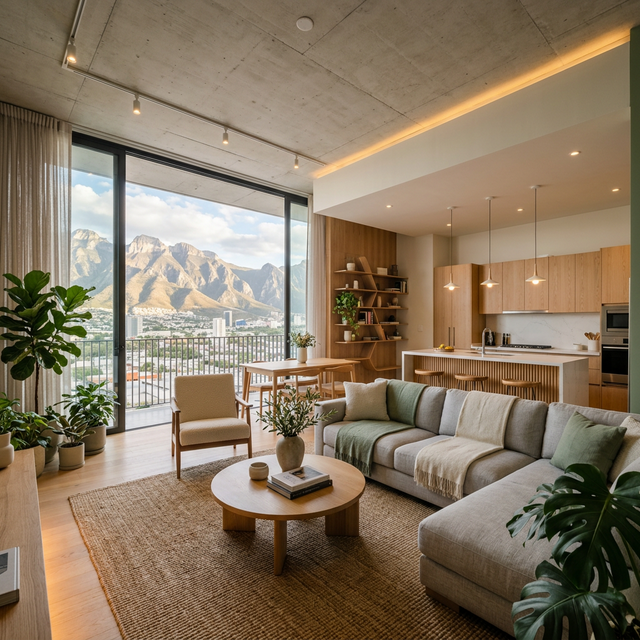 Interior de departamento VerdeMorada con vista a las montañas