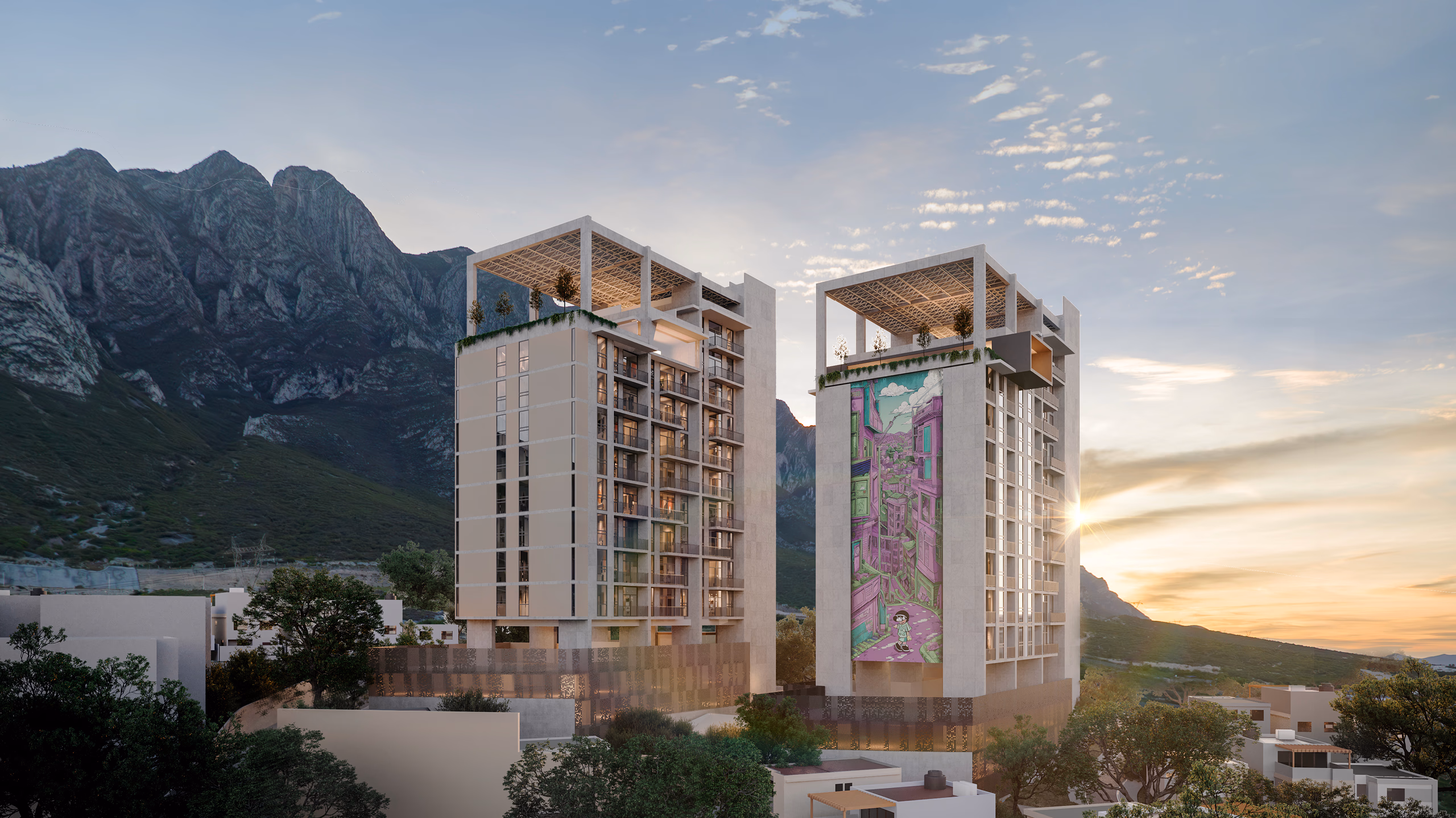 VerdeMorada — Torres Verde y Morada, desarrollo sustentable en Santa Catarina con vistas a La Huasteca